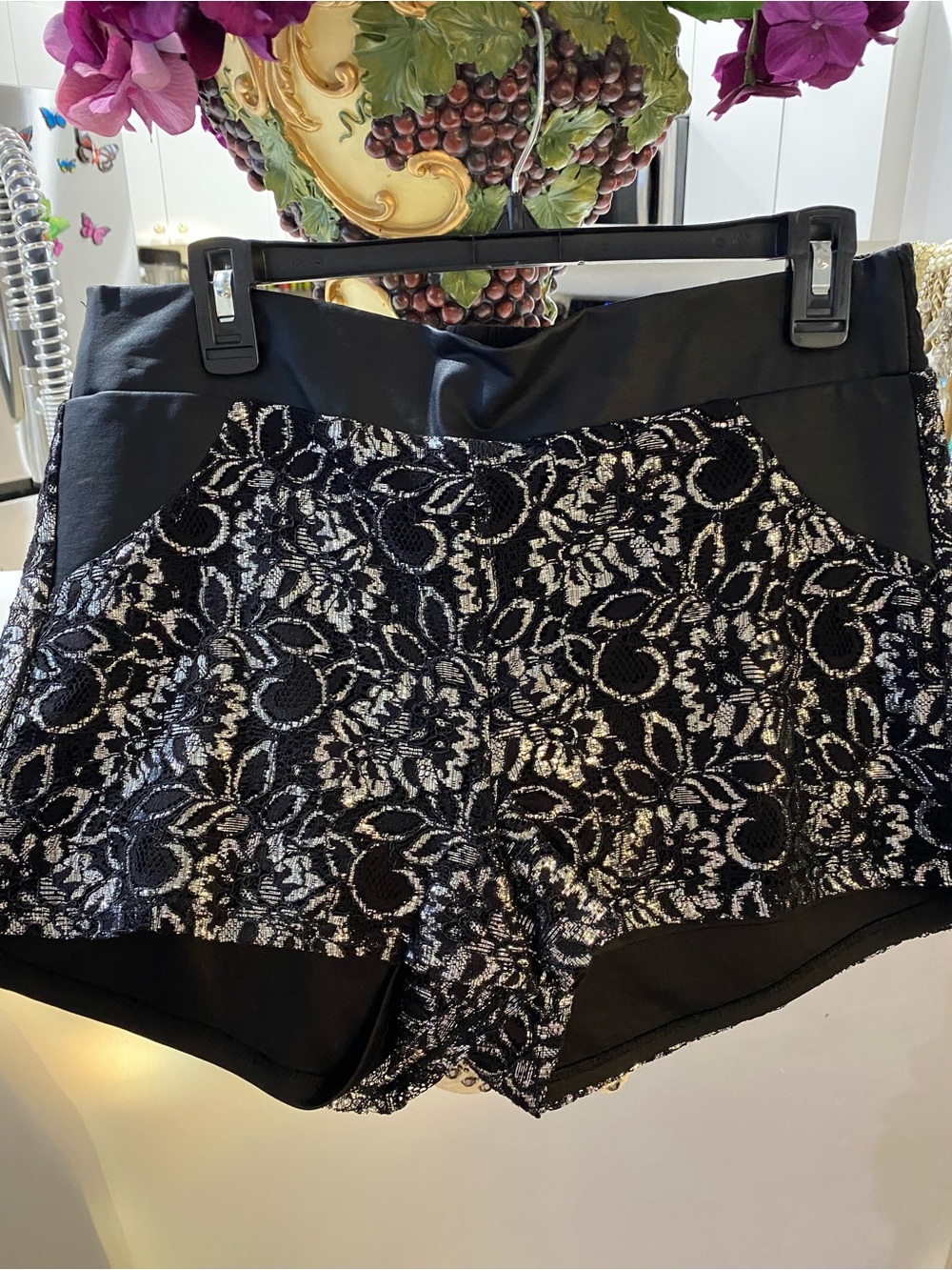 BeBop Black and Silver Lace Overlay Skort Shorts